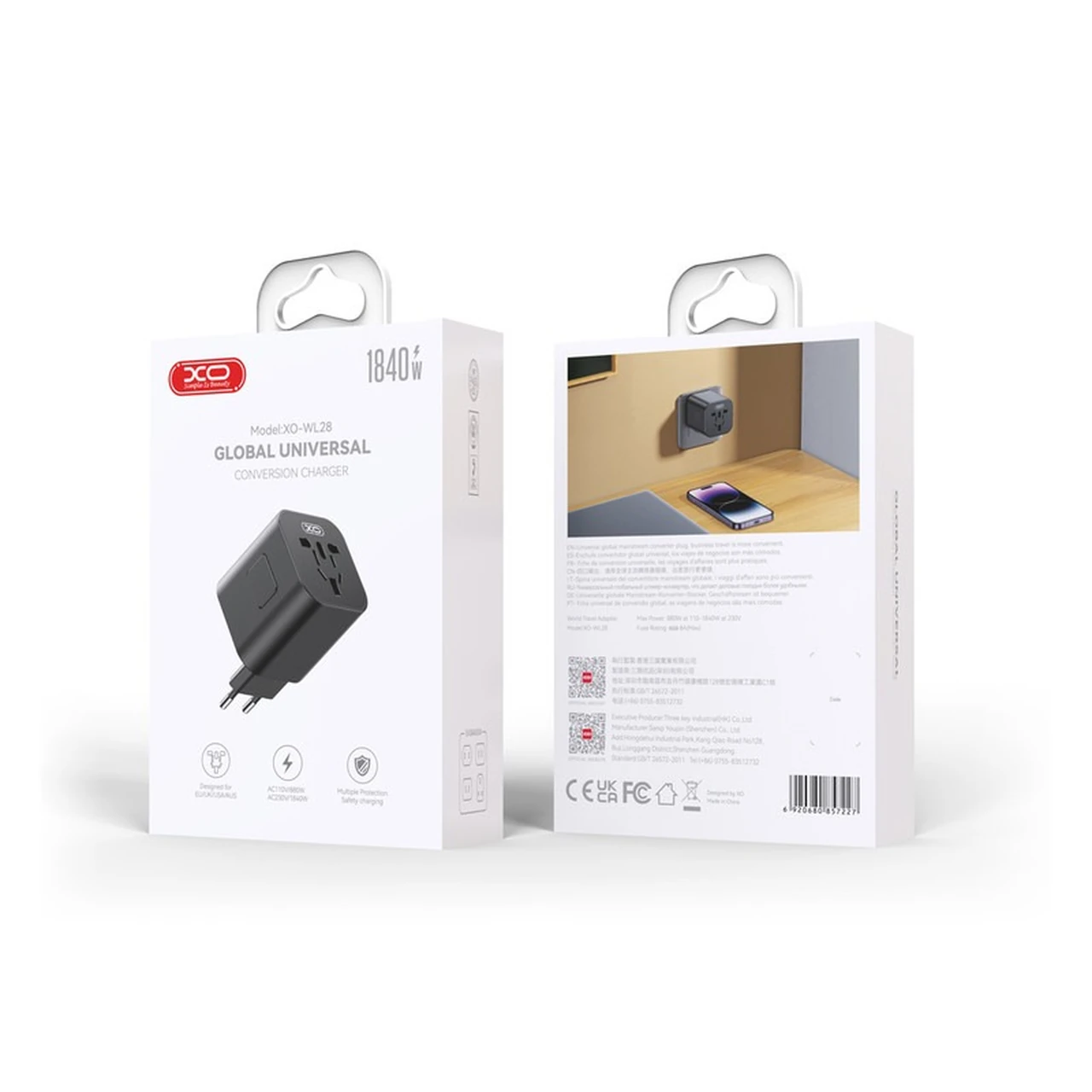 تبدیل برق 3 به 2 XO مدل XO-WL28 - مشکی